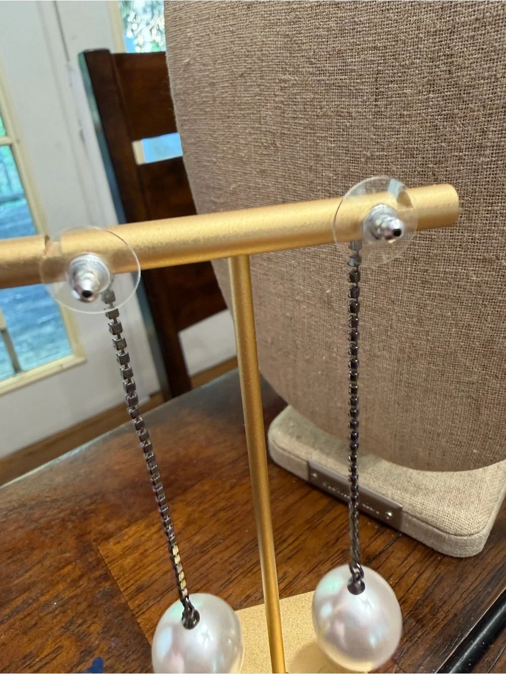 Park Lane Silver-Chain White Pearl Drop Earrings - Polar Collection